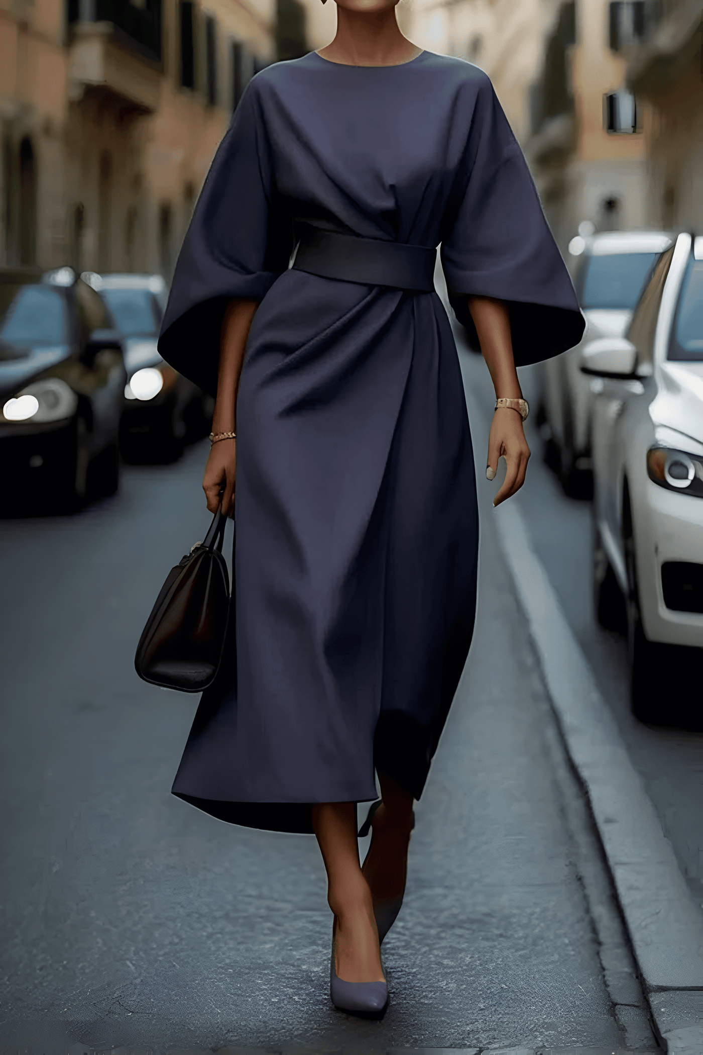 LUDOVICA | Abito Elegante con Maniche a Lanterna e Cintura