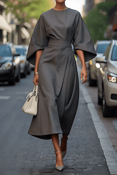 LUDOVICA | Abito Elegante con Maniche a Lanterna e Cintura
