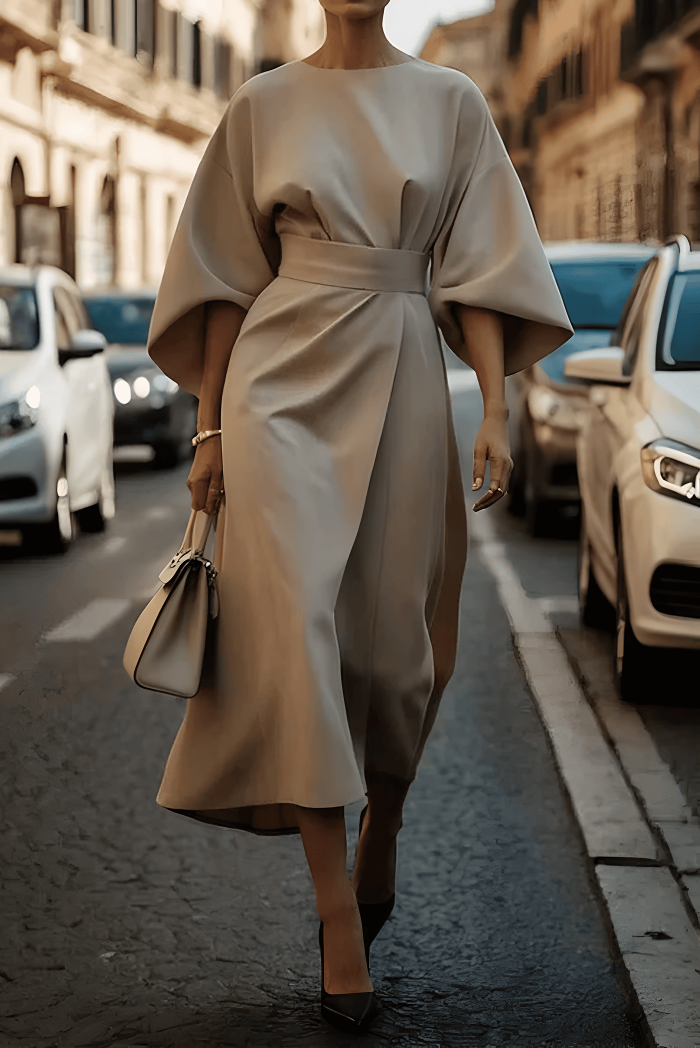 LUDOVICA | Abito Elegante con Maniche a Lanterna e Cintura