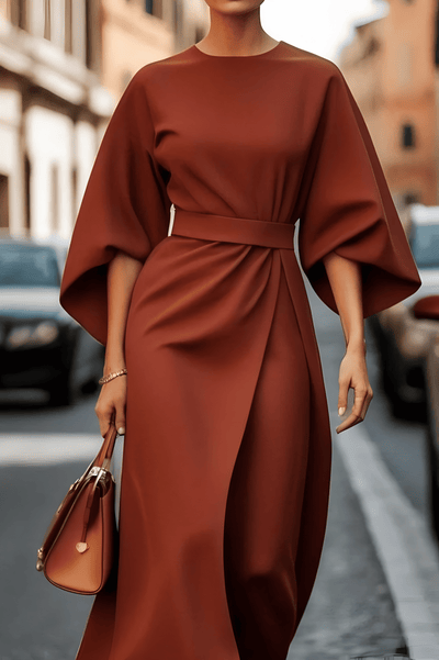 LUDOVICA | Abito Elegante con Maniche a Lanterna e Cintura