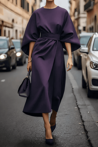 LUDOVICA | Abito Elegante con Maniche a Lanterna e Cintura
