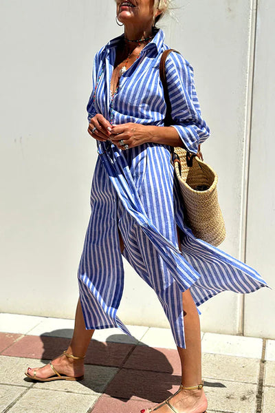 COLEN | Abito Camicia a Righe Classico (+ BORSA Coordinata in Omaggio)