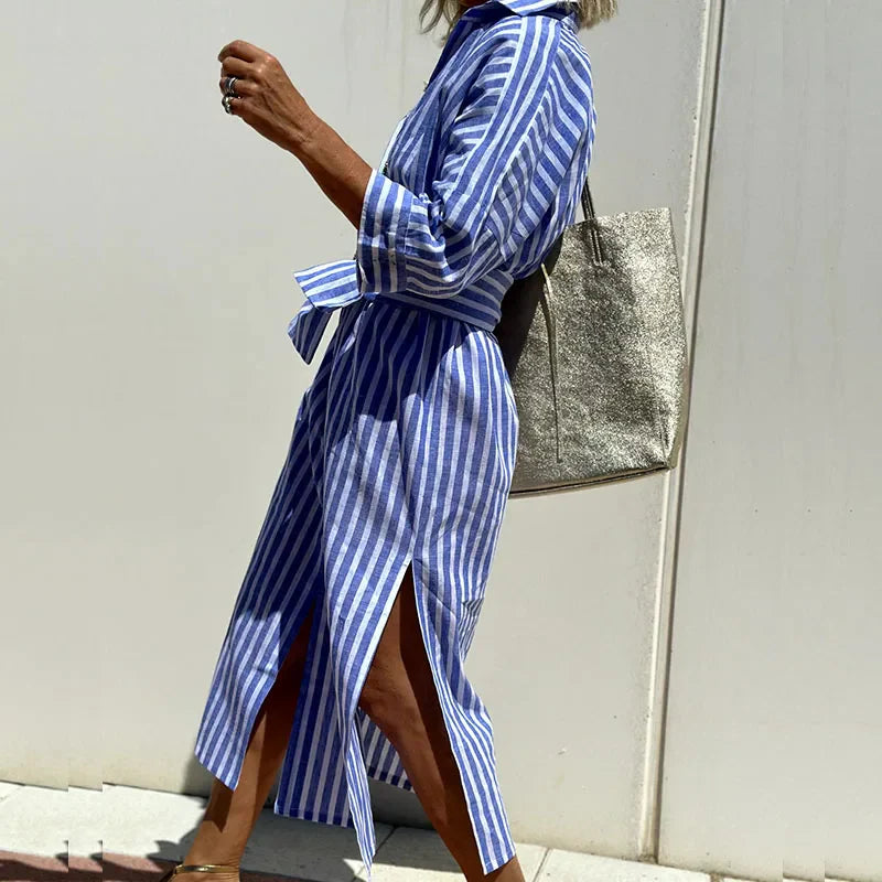 COLEN | Abito Camicia a Righe Classico (+ BORSA Coordinata in Omaggio)