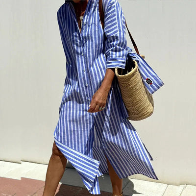 COLEN | Abito Camicia a Righe Classico (+ BORSA Coordinata in Omaggio)