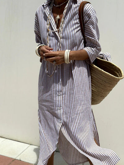 COLEN | Abito Camicia a Righe Classico (+ BORSA Coordinata in Omaggio)