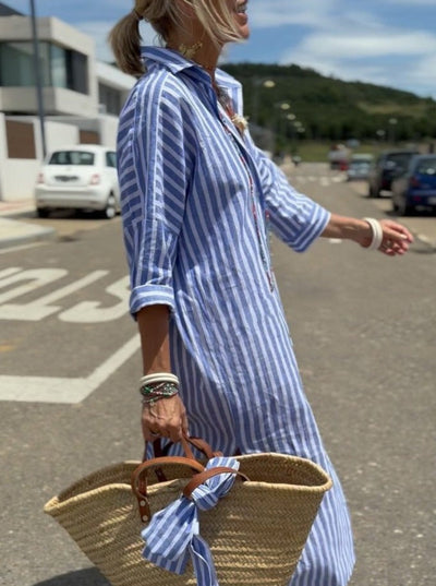 COLEN | Abito Camicia a Righe Classico (+ BORSA Coordinata in Omaggio)