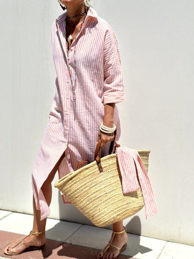 COLEN | Abito Camicia a Righe Classico (+ BORSA Coordinata in Omaggio)